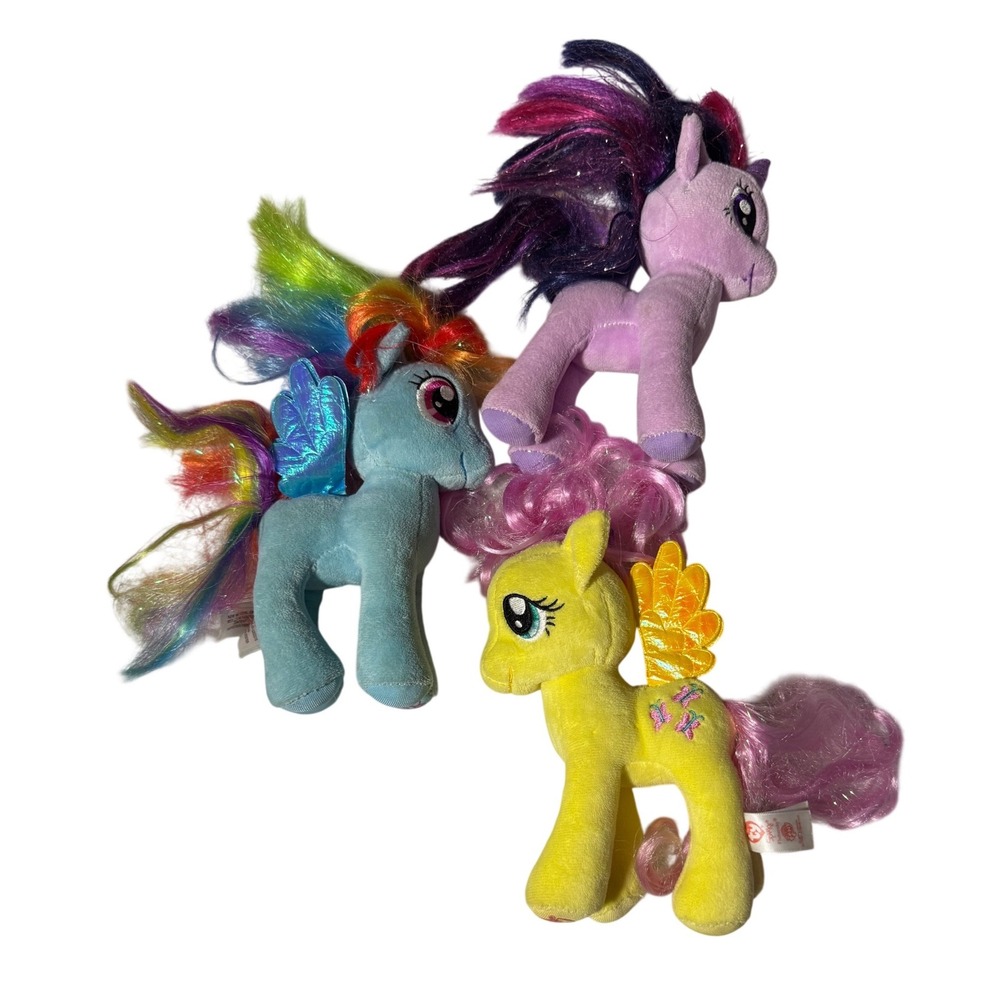 Ty My Little Pony Plush Lot Rainbow Dash Fluttershy Twilight Sparkle 7 Inch
